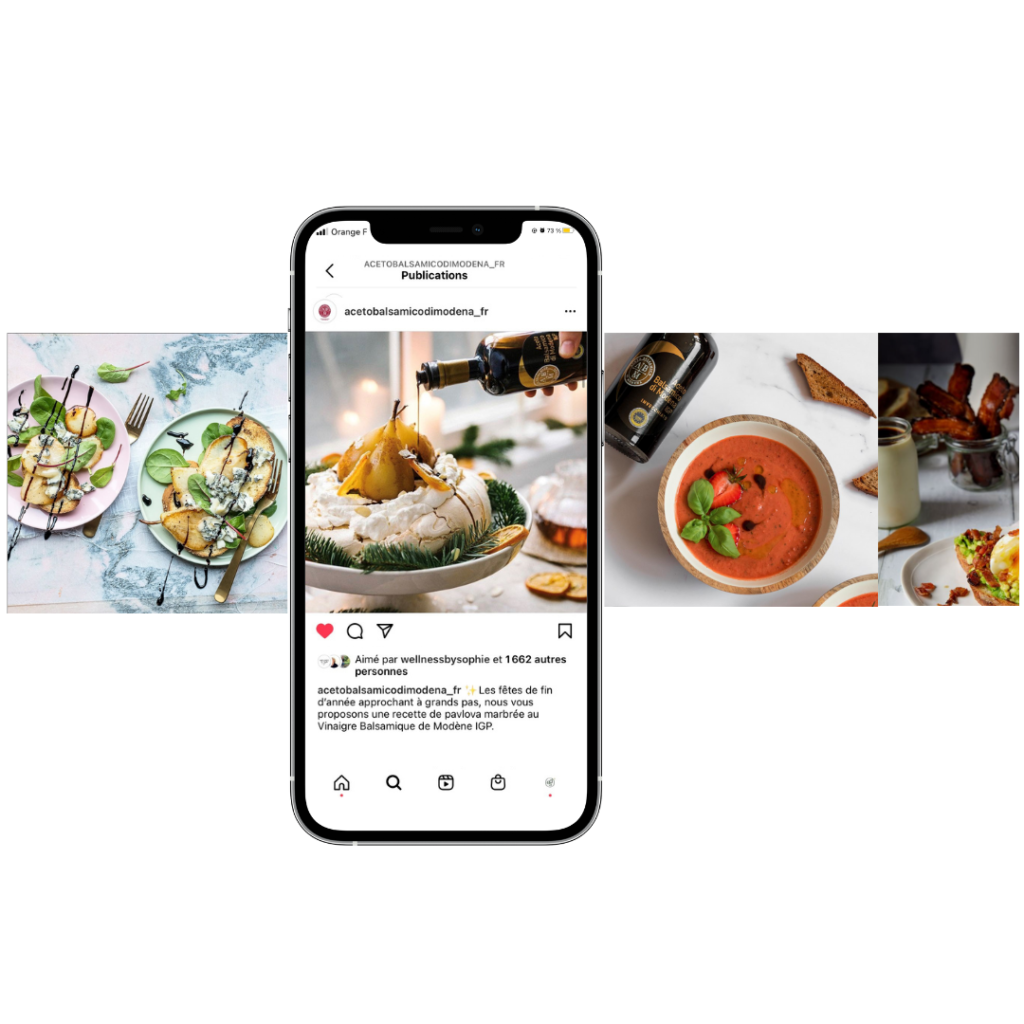 image regroupant différentes publications Instagram du compte du Consortium du Vinaigre Balsamique de Modène